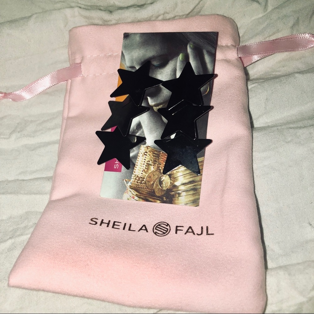 Gun Metal Star Earrings